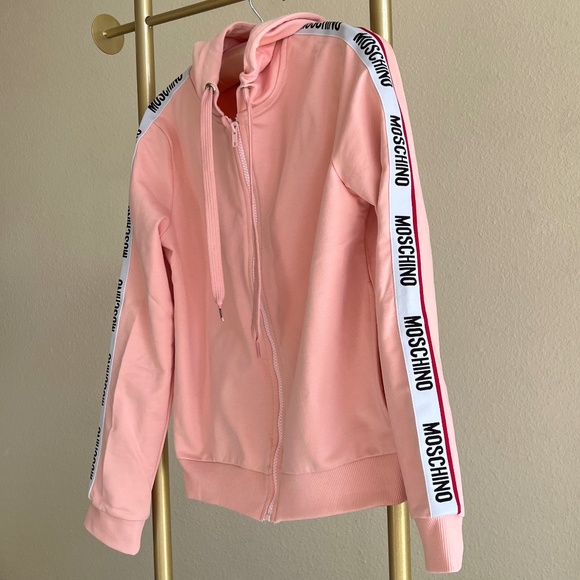 Moschino Logo Zipped Drawstring Hoodie